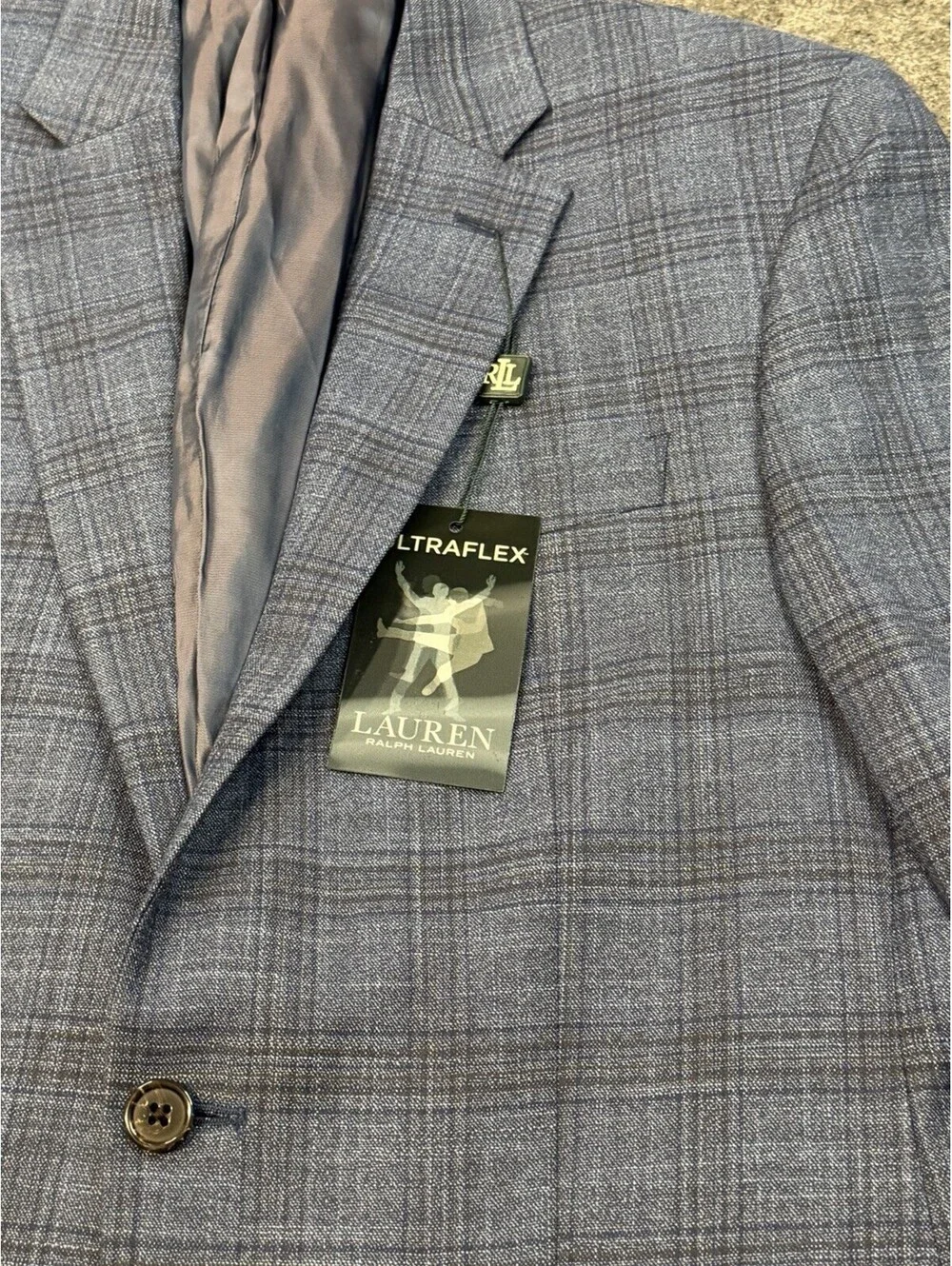Lauren Ralph Lauren Ultraflex Blue Plaid Sport Coat Blazer 38R Stretch NWT
